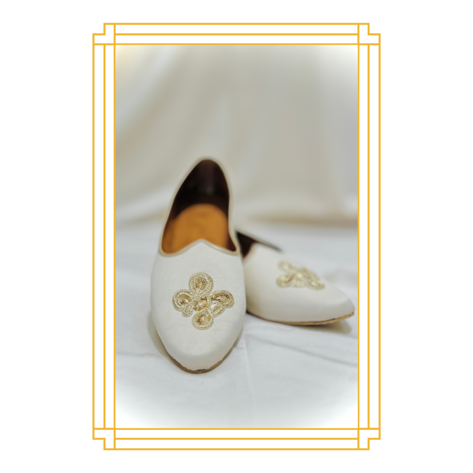 ivory hand-embroidered mojdi