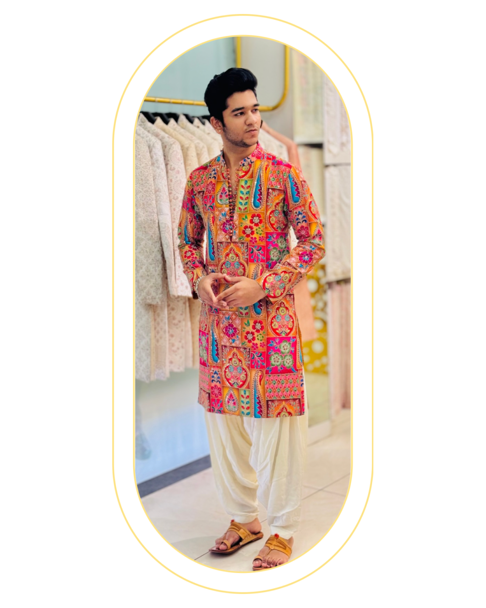 mustard yellow kurta patiyala