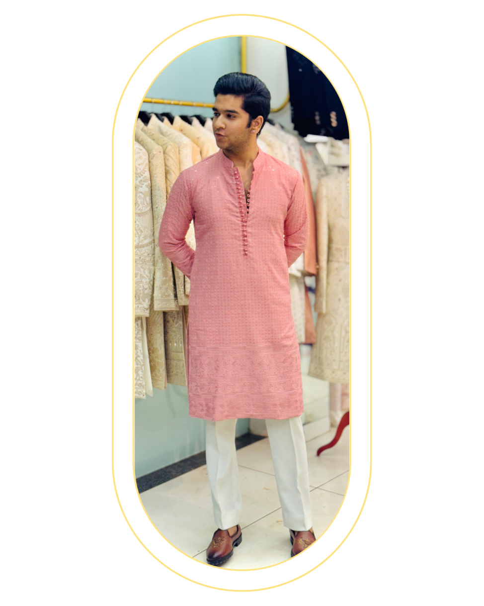 elegant pink kurta set