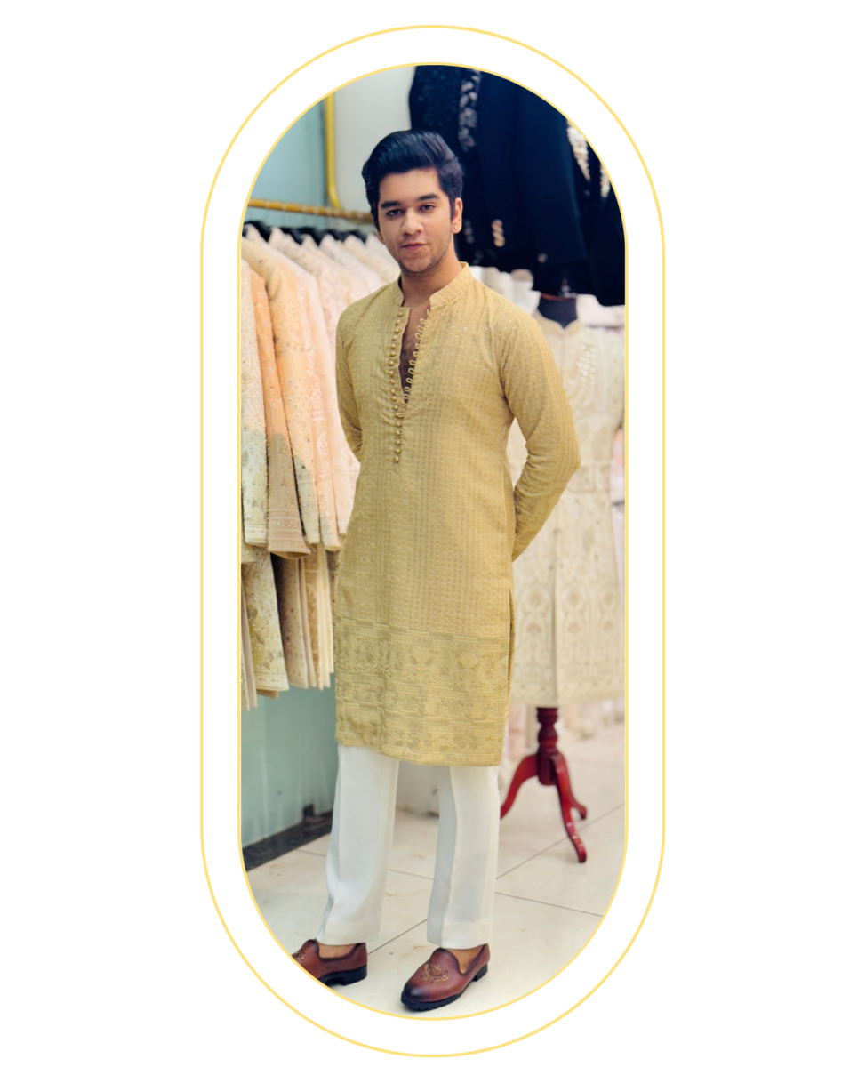 regal golden kurta set
