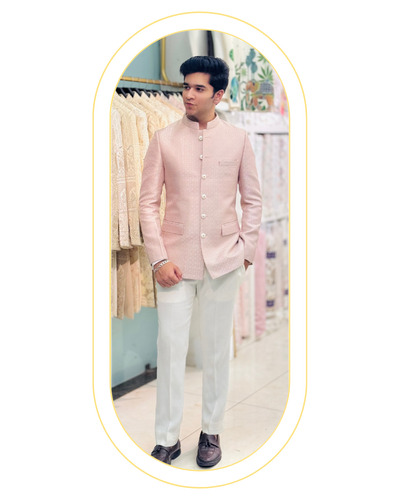 regal dusty pink bandhgala